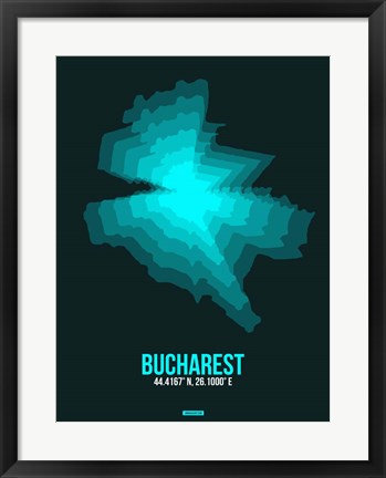 Framed Bucharest Radiant Map 3 Print