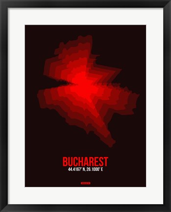 Framed Bucharest Radiant Map 4 Print