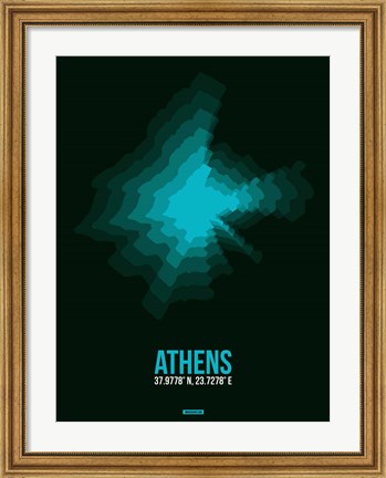 Framed Athens Radiant Map 2 Print
