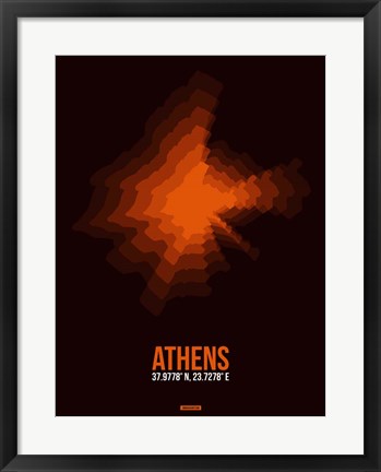 Framed Athens Radiant Map 3 Print
