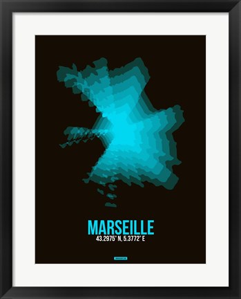 Framed Marseille Radiant Map 2 Print