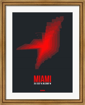 Framed Miami Radiant Map 3 Print
