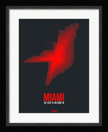 Framed Miami Radiant Map 3 Print