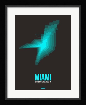 Framed Miami Radiant Map 5 Print
