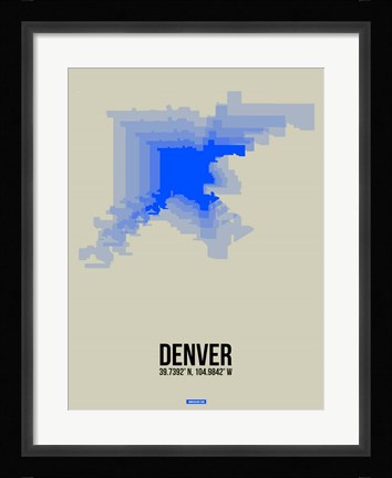 Framed Denver Radiant Map 2 Print