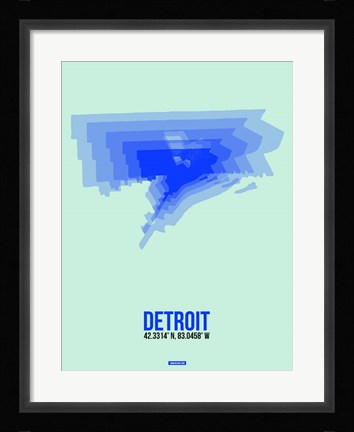 Framed Detroit Radiant Map 1 Print