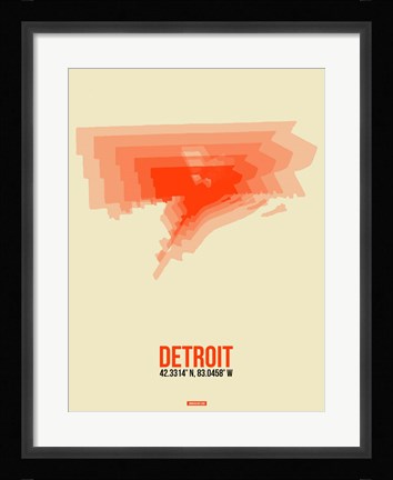 Framed Detroit Radiant Map 2 Print