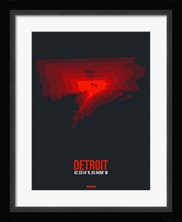 Framed Detroit Radiant Map 3 Print