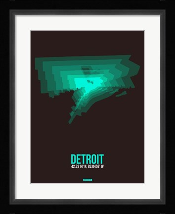 Framed Detroit Radiant Map 4 Print