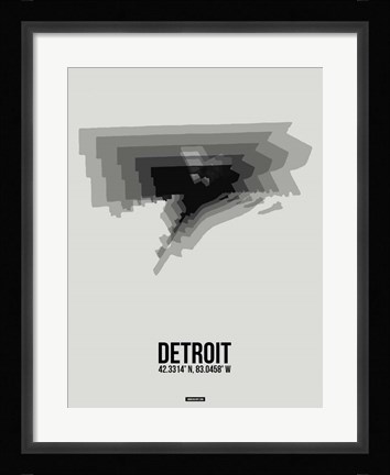 Framed Detroit Radiant Map 5 Print