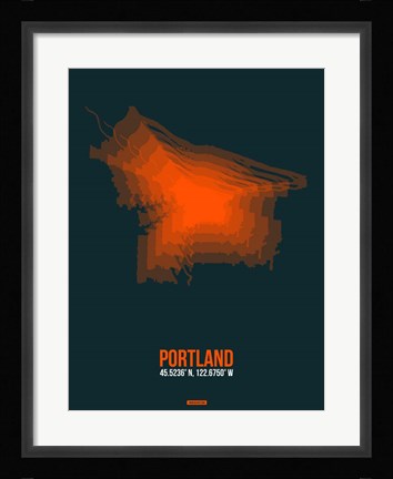 Framed Portland Radiant Map 3 Print