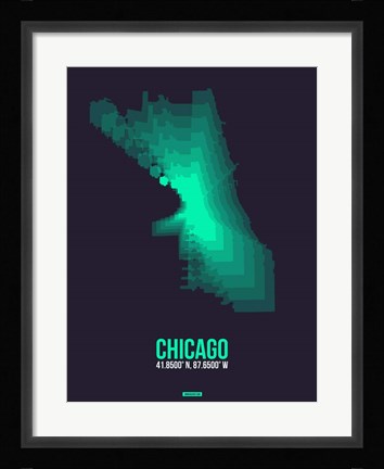 Framed Chicago Radiant Map 2 Print