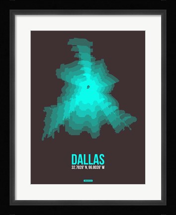 Framed Dallas Radiant Map 2 Print