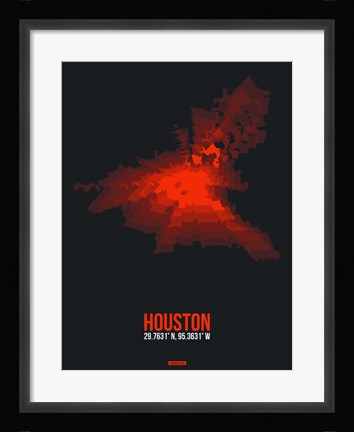Framed Houston Radiant Map 2 Print