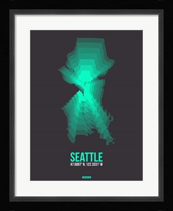 Framed Seattle Radiant Map 1 Print