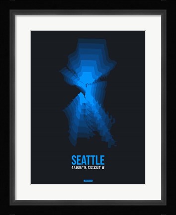 Framed Seattle Radiant Map 2 Print