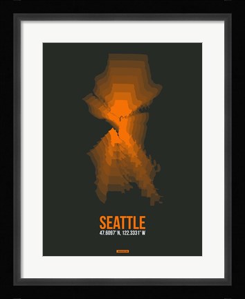 Framed Seattle Radiant Map 3 Print