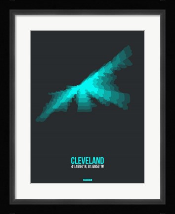 Framed Cleveland Radiant Map 2 Print