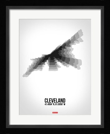 Framed Cleveland Radiant Map 4 Print