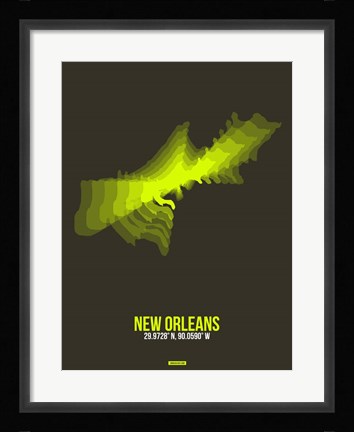 Framed New Orleans Radiant Map 1 Print