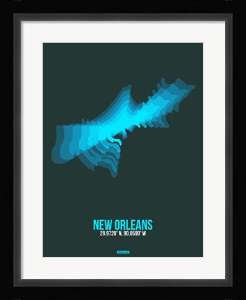 Framed New Orleans Radiant Map 2 Print