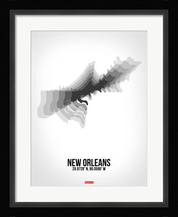 Framed New Orleans Radiant Map 4 Print