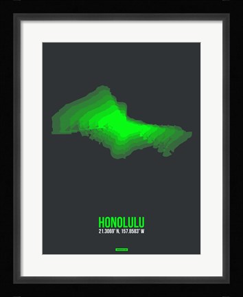 Framed Honolulu Radiant Map 1 Print