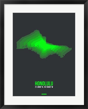 Framed Honolulu Radiant Map 1 Print
