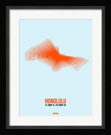 Framed Honolulu Radiant Map 2 Print
