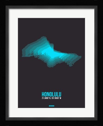 Framed Honolulu Radiant Map 3 Print