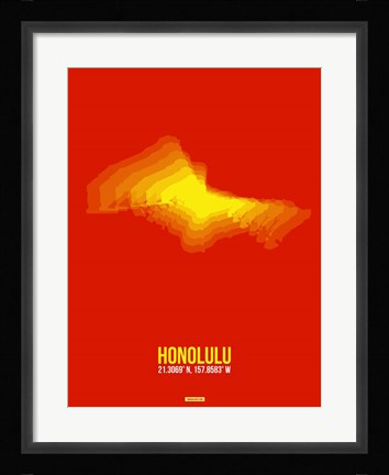 Framed Honolulu Radiant Map 4 Print