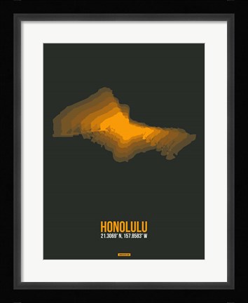 Framed Honolulu Radiant Map 5 Print