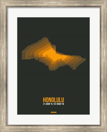 Framed Honolulu Radiant Map 5 Print