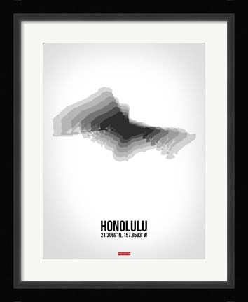 Framed Honolulu Radiant Map 6 Print
