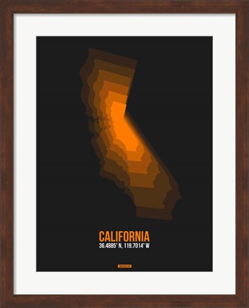Framed California Radiant Map 2 Print