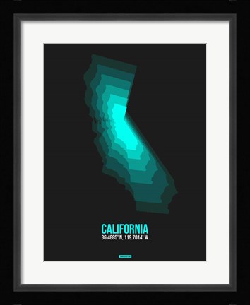 Framed California Radiant Map 3 Print
