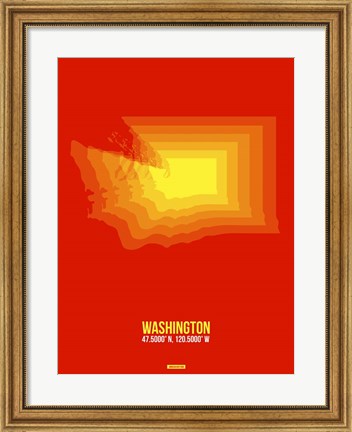 Framed Washington Radiant Map 1 Print