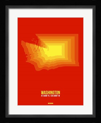 Framed Washington Radiant Map 1 Print