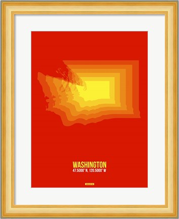 Framed Washington Radiant Map 1 Print