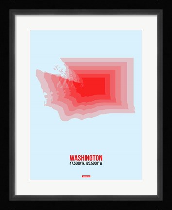 Framed Washington Radiant Map 2 Print