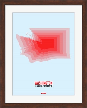 Framed Washington Radiant Map 2 Print