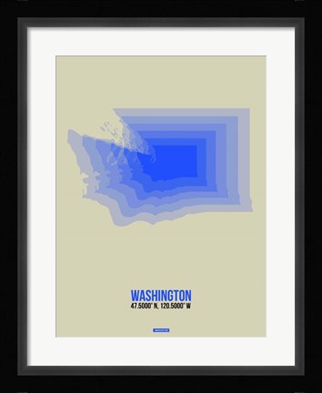 Framed Washington Radiant Map 3 Print