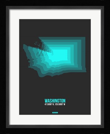 Framed Washington Radiant Map 4 Print