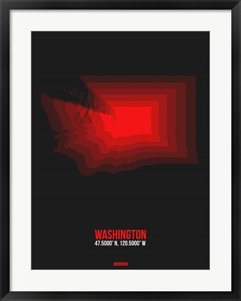 Framed Washington Radiant Map 6 Print