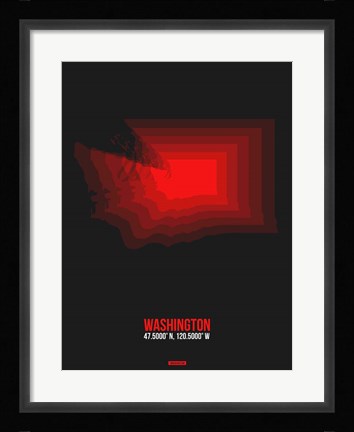 Framed Washington Radiant Map 6 Print