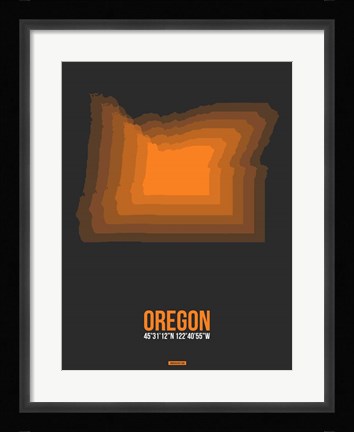 Framed Oregon Radiant Map 4 Print