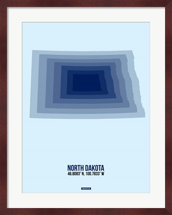 Framed North Dakota Radiant Map 2 Print