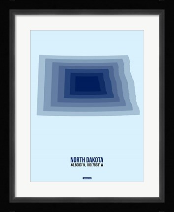 Framed North Dakota Radiant Map 2 Print