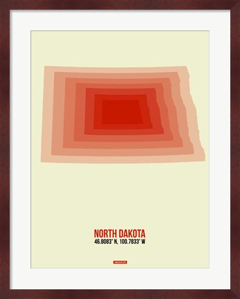 Framed North Dakota Radiant Map 3 Print