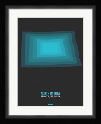 Framed North Dakota Radiant Map 4 Print